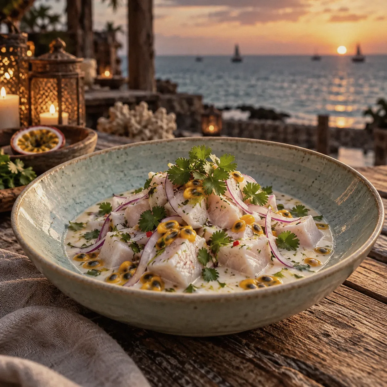 Fresh citrus-cured fish with herbs